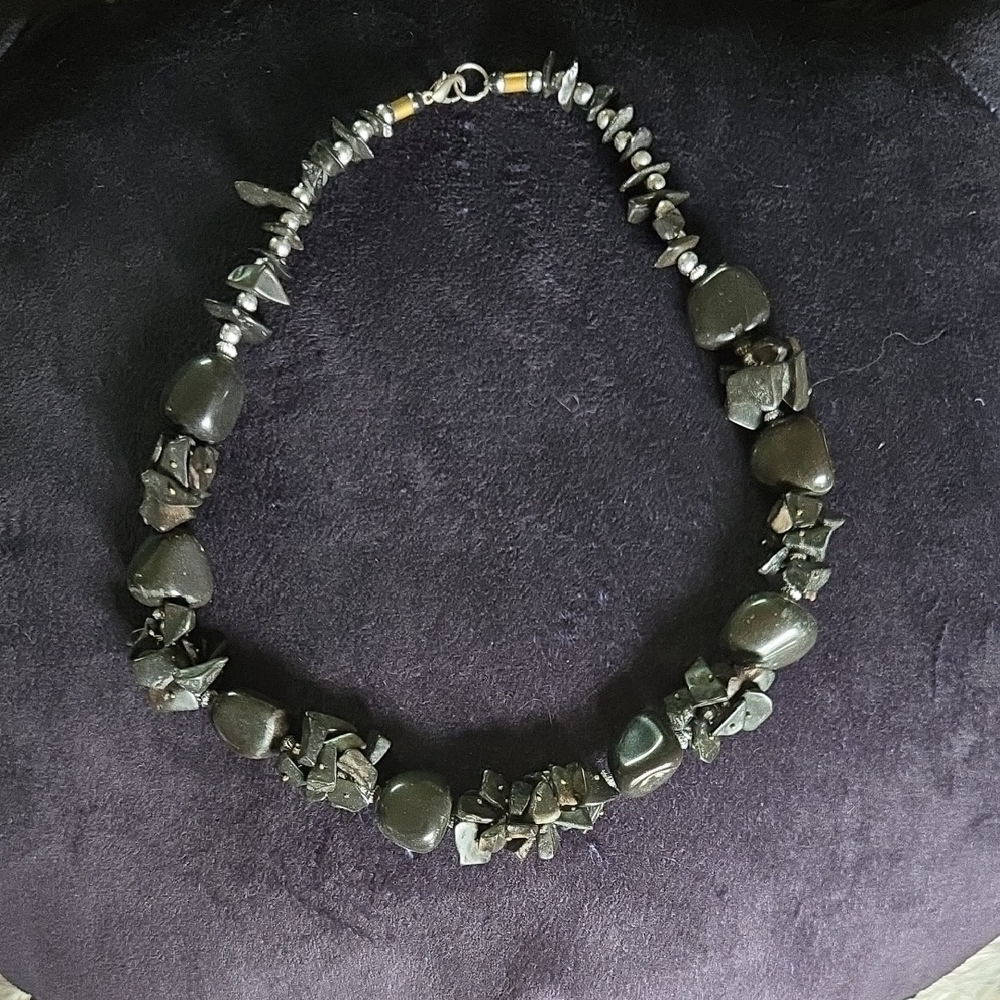 Solid Real Black Stone Necklace - image 1